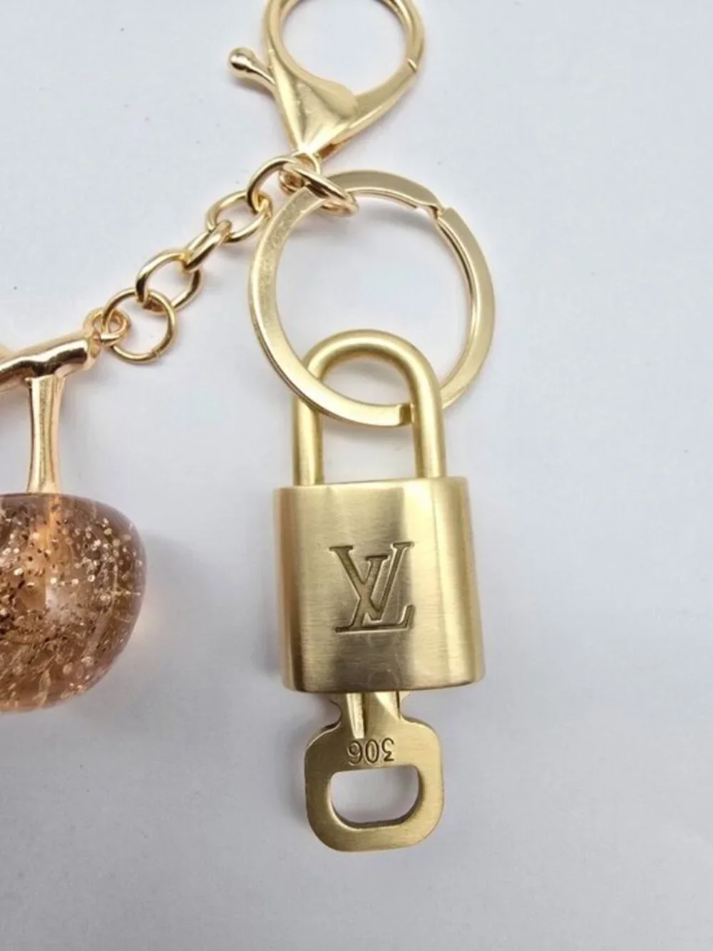 Authentic Louis Vuitton Gold Padlock 🔒 Key Set w/ Unbranded Cherry Bag Charm